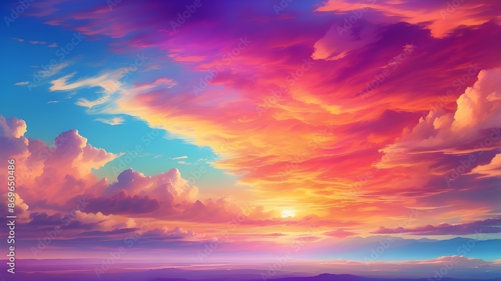 A dreamy, dreamy summer sunset or sunrise sky with shades of blue, purple, orange, red, and yellow. A fantasy, colorful panoramic sunset sky with rich, gradient colors. uplifting and tranquil sky A dreamy, dreamy summer sunset or sunrise sky with shades of blue, purple, orange, red, and yellow. A fantasy, colorful panoramic sunset sky with rich, gradient colors. uplifting and tranquil sky