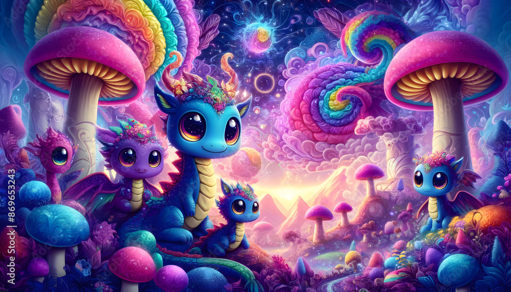 Colorful cute dragons Colorful cute dragons