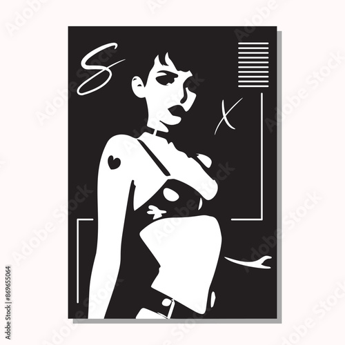 Sexy girl vector poster. Erotic silhouette of sexy women. Elegant girl cover