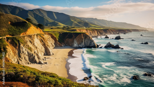 Bay framed by rocks with a beautiful natural beach