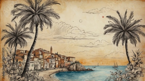 Hand drawn ferragosto background