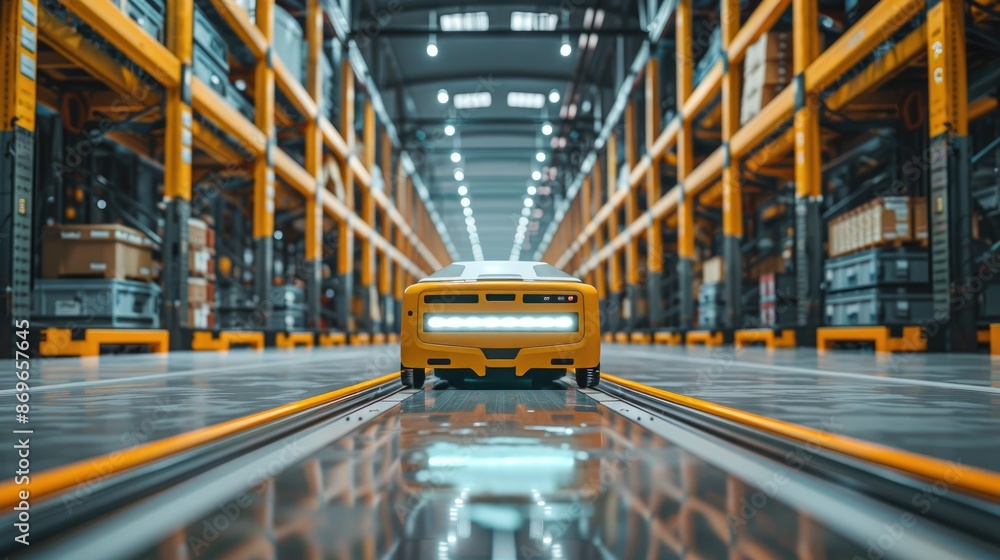 Fully automated warehouse with robotic systems managing inventory and moving goods.