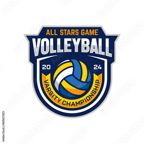 Volleyball Team Emblem Logo Design Vector Illustration
