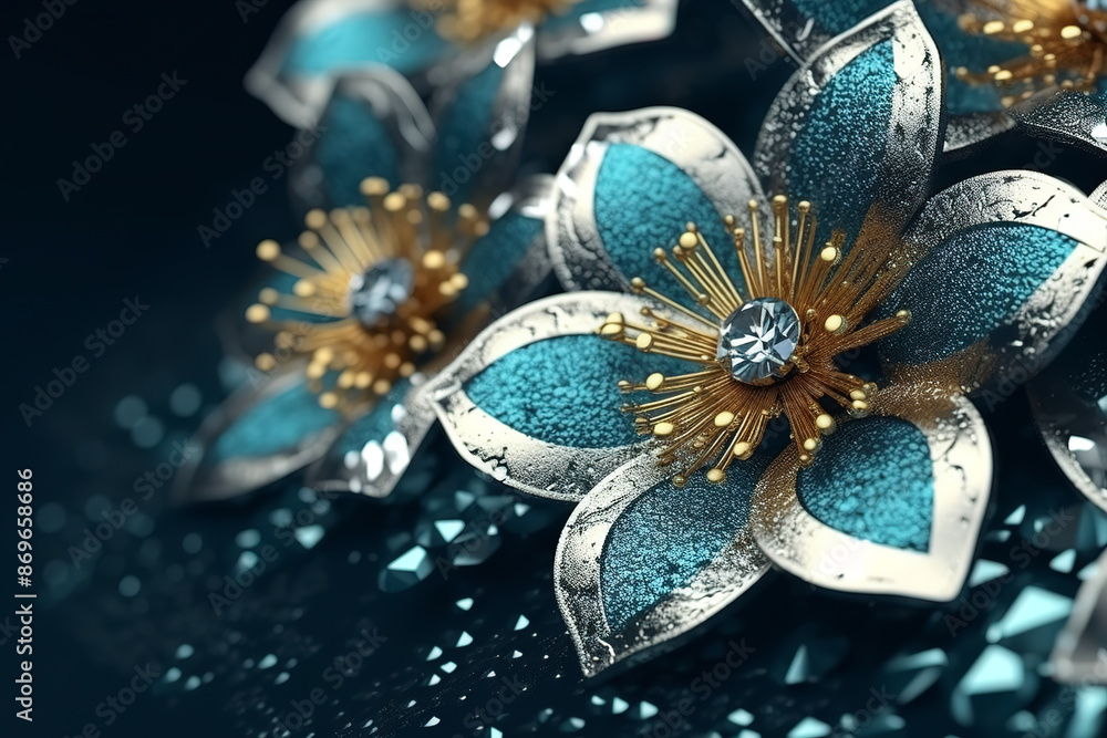 Beautiful abstract jewelry in the form of a variety of flowers. Beautiful abstract jewelry in the form of a variety of flowers.