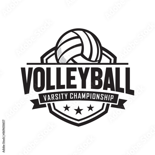 Volleyball Vintage Badge Emblem Logo, Volley tournament, volleyball Vector icon, Vector illustration