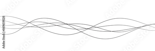 Thin line wavy background. Abstract black lines wave curve motion on white background vector. EPS 10.
