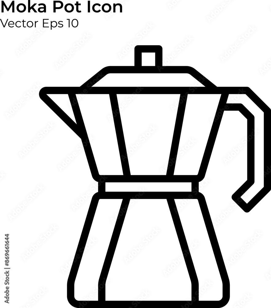 Moka Pot Icon in Line Style. Moka Pot Line Illustration. Moka Pot Icon in Line Style. Moka Pot Line Illustration.