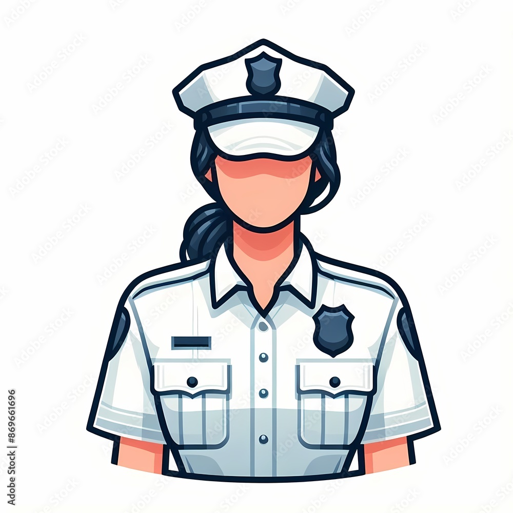 Police officers in uniform character modern vector illustration isolated on a white background Police officers in uniform character modern vector illustration isolated on a white background