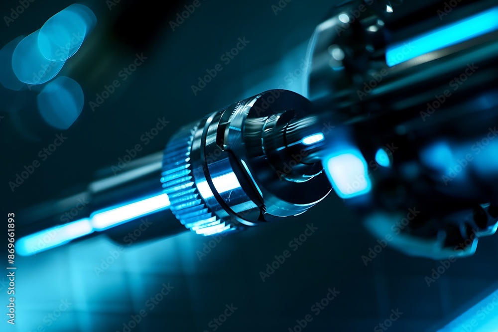 Close-up of precision medical device, high contrast, sleek, dramatic lighting Close-up of precision medical device, high contrast, sleek, dramatic lighting