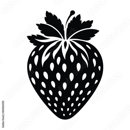 Strawberry icon outline and silhouette vector illustration 