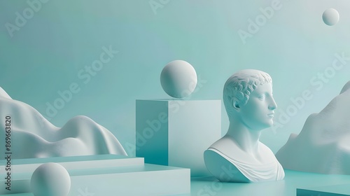 Minimal scene with geometrical forms