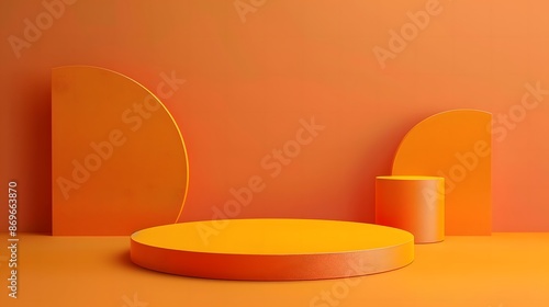 orange podium for product presentation