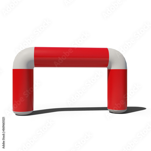 Inflatable arch. Inflatable portal. Mockup for design presentation. (png) (square shape) (red)	