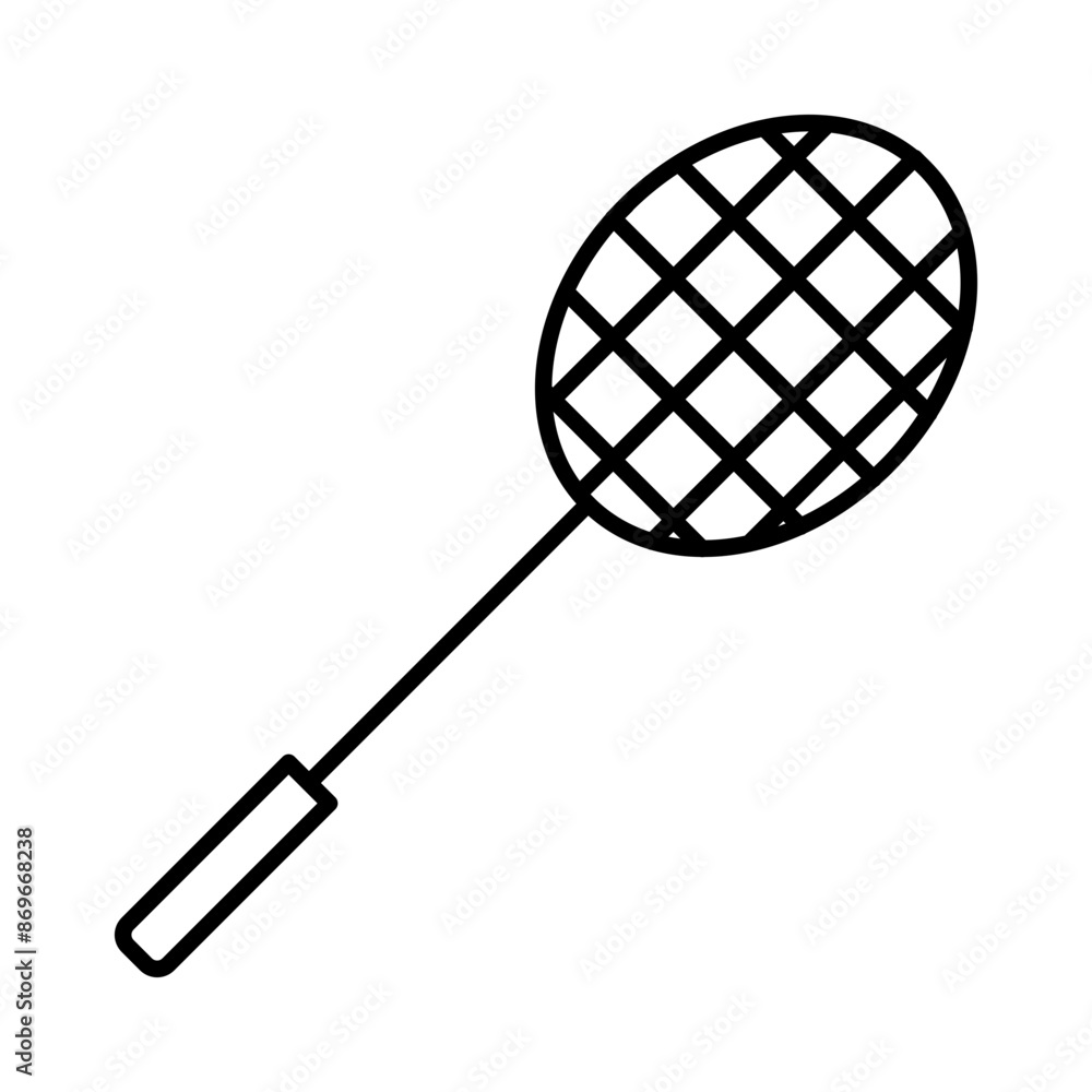 Badminton racquet icon linear logo mark in black and white Badminton racquet icon linear logo mark in black and white