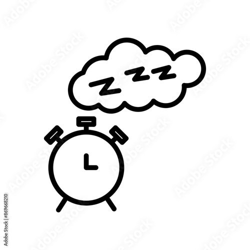 Alarm snooze icon linear logo mark in black and white
