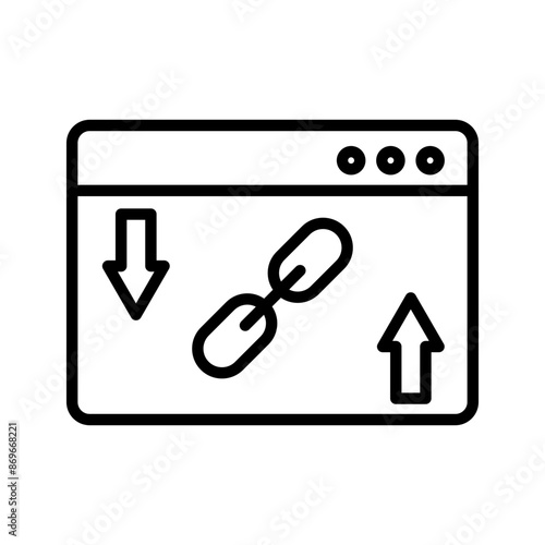 Backlink icon linear logo mark in black and white