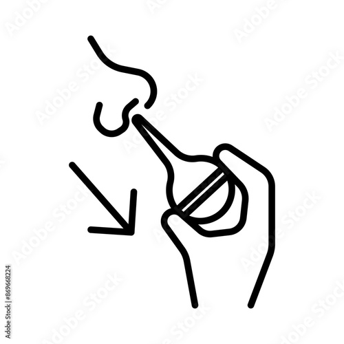 baby nasal aspirator icon linear logo mark in black and white