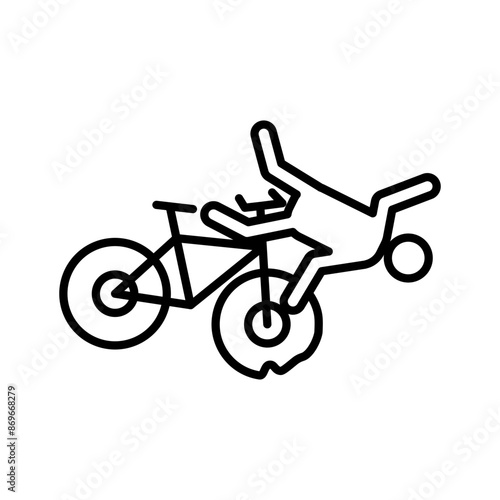 becycle accident icon linear logo mark in black and white