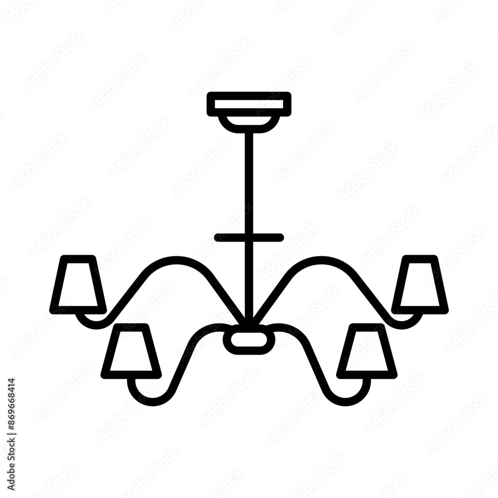 Chandelier icon linear logo mark in black and white Chandelier icon linear logo mark in black and white