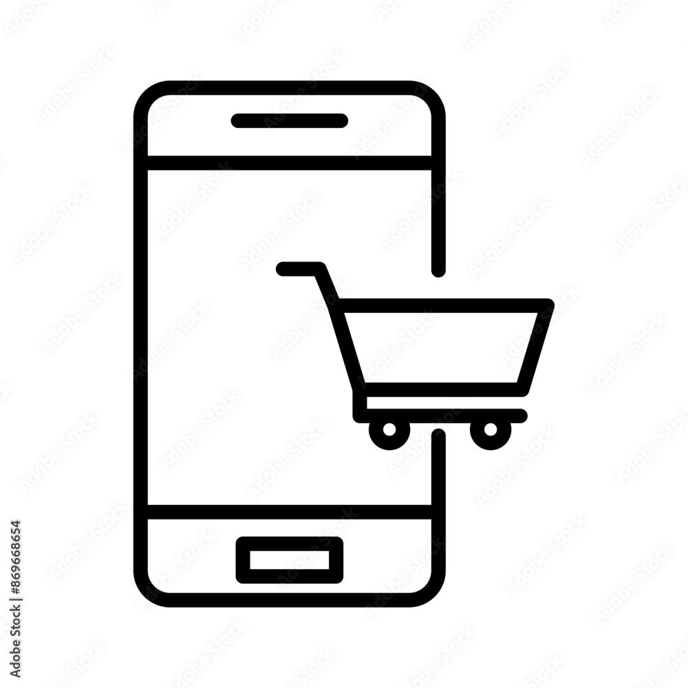E-Business mobile icon linear logo mark in black and white E-Business mobile icon linear logo mark in black and white