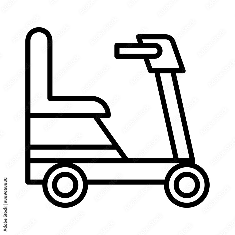 Electric wheelchair scooter icon linear logo mark in black and white Electric wheelchair scooter icon linear logo mark in black and white