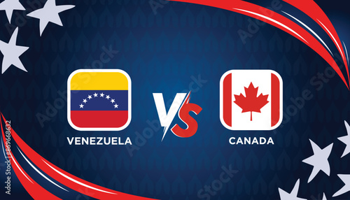 VENEZUELA VS CANADA broadcast template for sports Copa America 2024. American Tournament vector illustration graphics. 