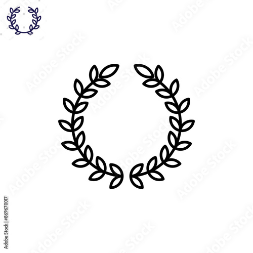 laurel wreath icon linear logo mark in black and white