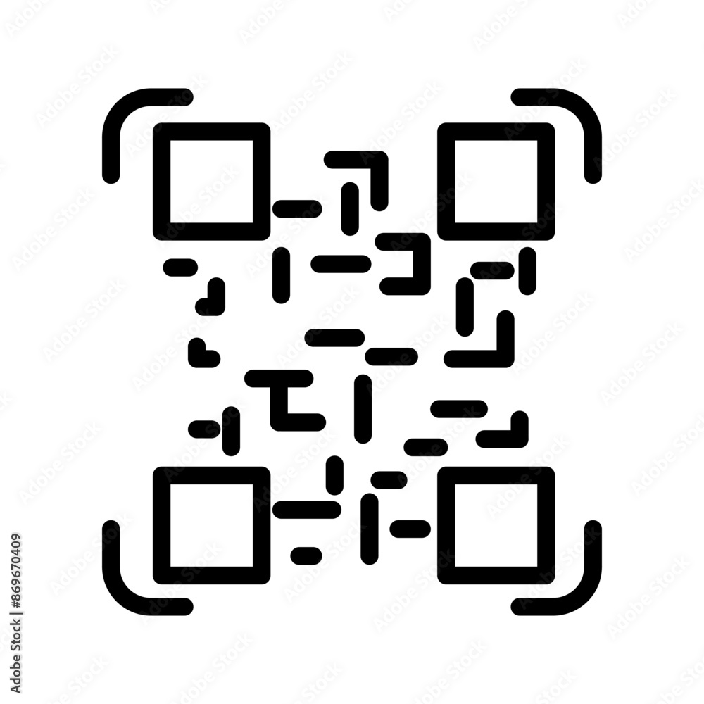 QR code scanning icon linear logo mark in black and white QR code scanning icon linear logo mark in black and white