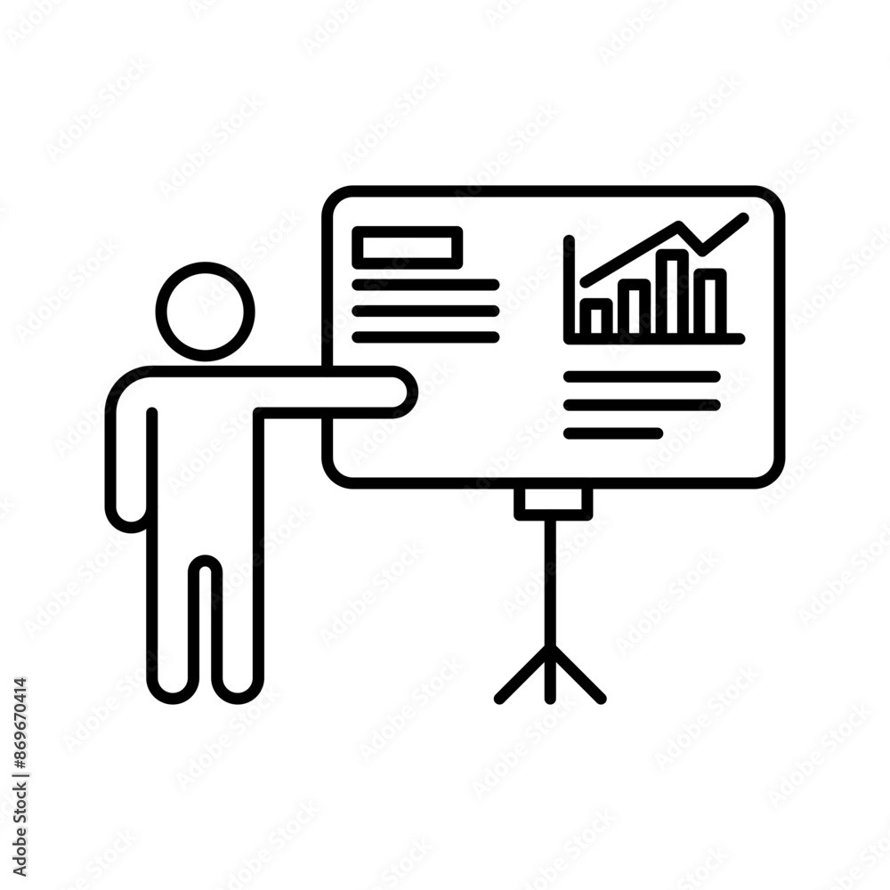 Presentation icon linear logo mark in black and white Presentation icon linear logo mark in black and white