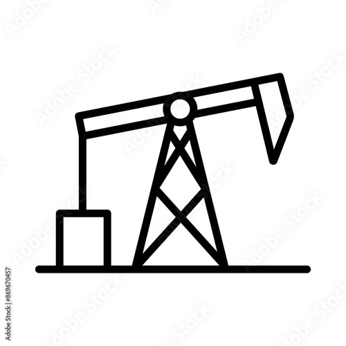 pumpjack icon linear logo mark in black and white photo