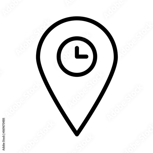 Real time location icon linear logo mark in black and white