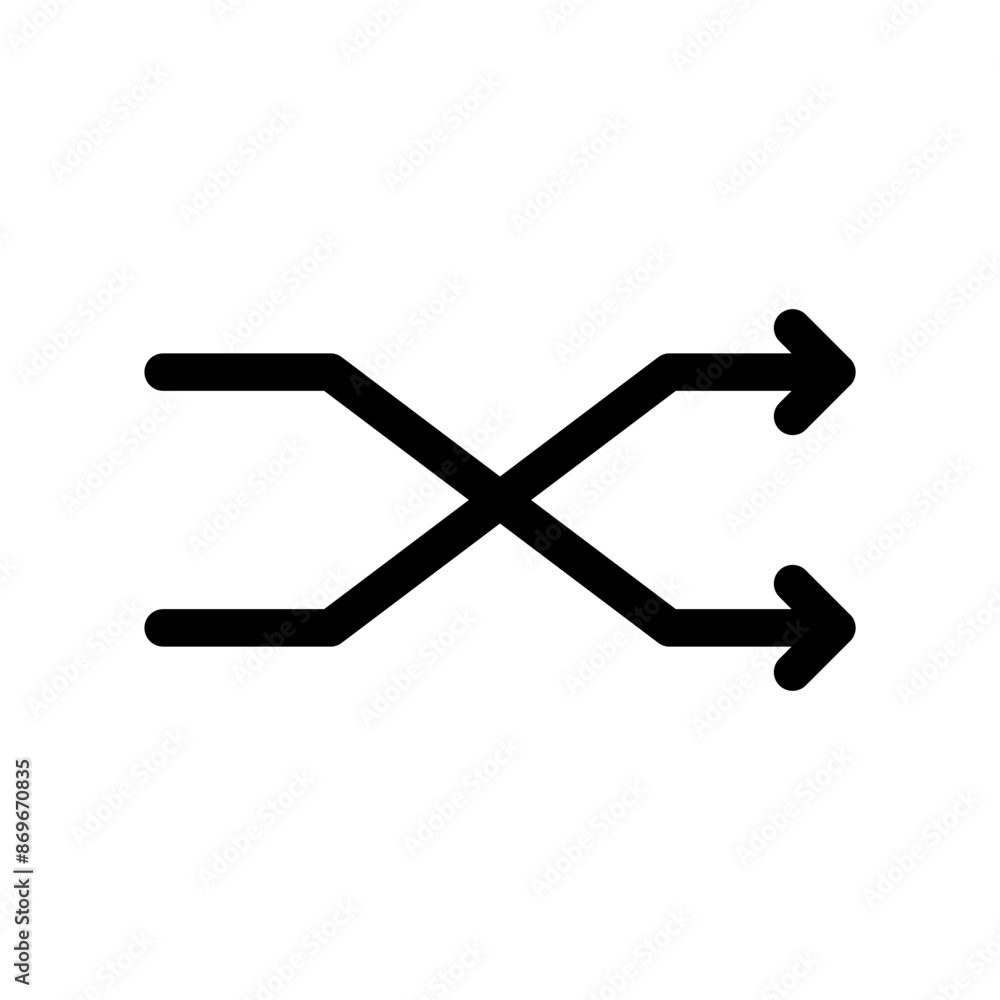 Shuffle icon linear logo mark in black and white Shuffle icon linear logo mark in black and white