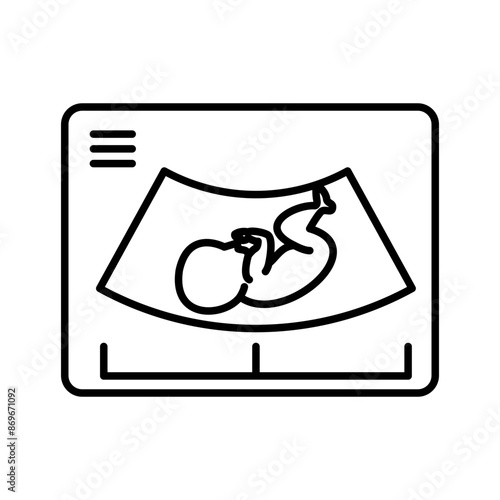 Ultrasonography icon linear logo mark in black and white