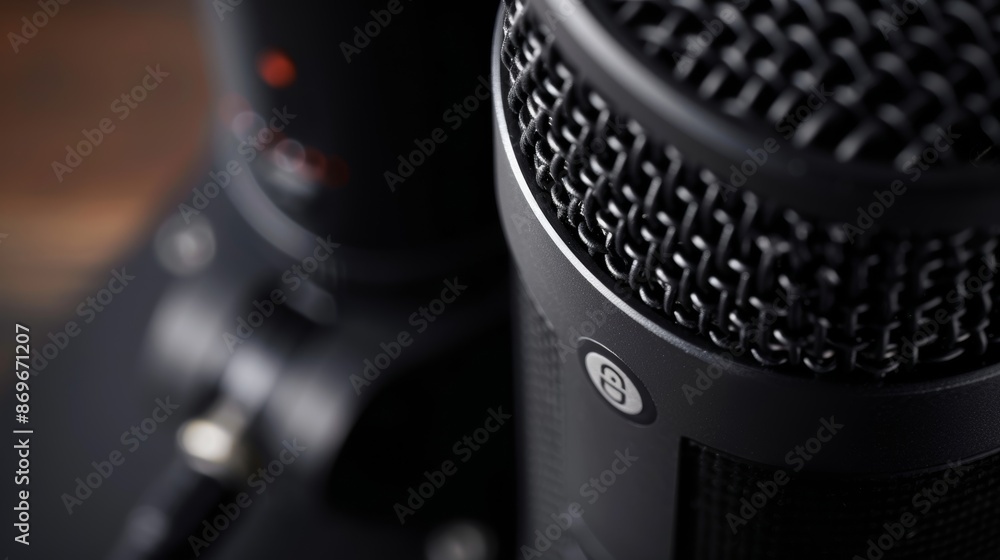 A closeup of the mics head reveals the variety of options available including different microphone patterns and an XLR input for added versatility and flexibility in streaming setups. A closeup of the mics head reveals the variety of options available including different microphone patterns and an XLR input for added versatility and flexibility in streaming setups.