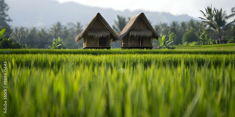 Sustainable Bamboo House in Balinese Rice Paddies Reflects Traditional Living. Concept Architecture, Sustainable Living, Bamboo Houses, Balinese Culture, Traditional Design Sustainable Bamboo House in Balinese Rice Paddies Reflects Traditional Living. Concept Architecture, Sustainable Living, Bamboo Houses, Balinese Culture, Traditional Design
