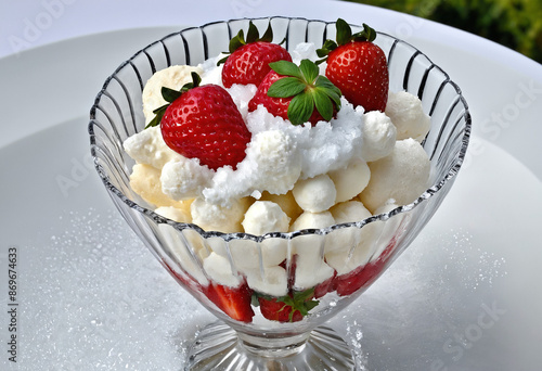 Helado de fresas con queso y nata