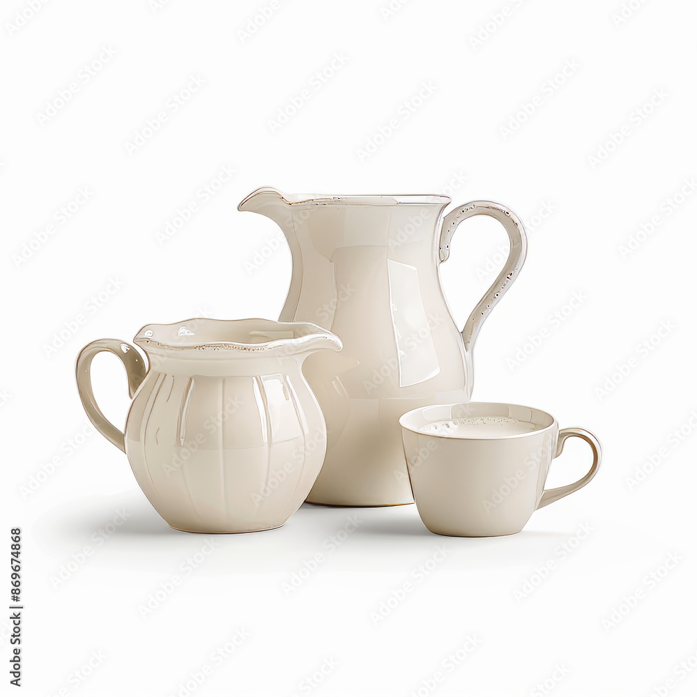 Collection of milk bottles and containers, isolated on a white background Collection of milk bottles and containers, isolated on a white background