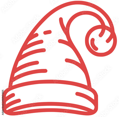 Weihnachtsmütze, Zipfelmütze, rot, Umriss, Vektor, Nikolaus, 