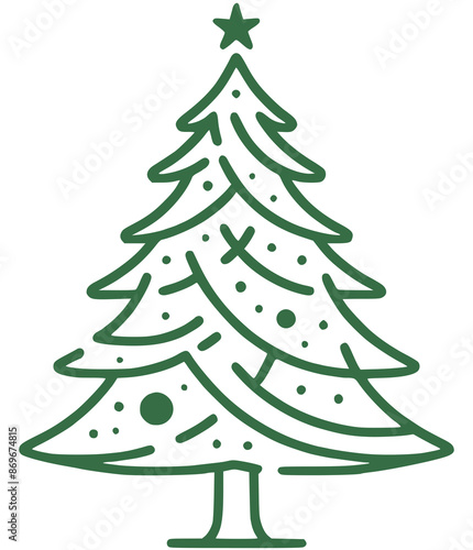 Weihnachtsbaum mit Stern auf transparentem Hintergrund, grün, im Vektorformat