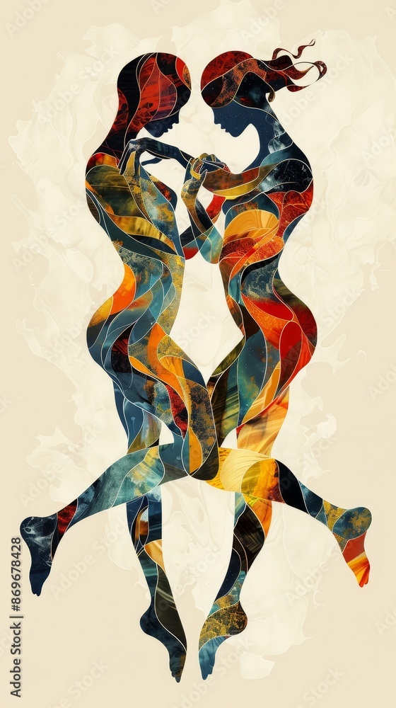 Synchronized Dance of Unity - Abstract Concept of Togetherness and Connection Synchronized Dance of Unity - Abstract Concept of Togetherness and Connection