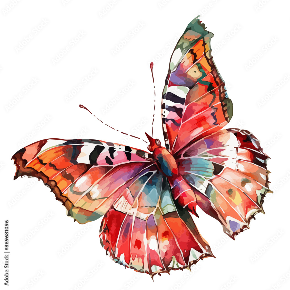 Watercolor vector of a Butterfly, isolated on a white background ...