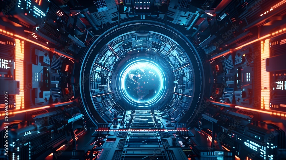 futuristic background leading to future technology tunnel futuristic background leading to future technology tunnel