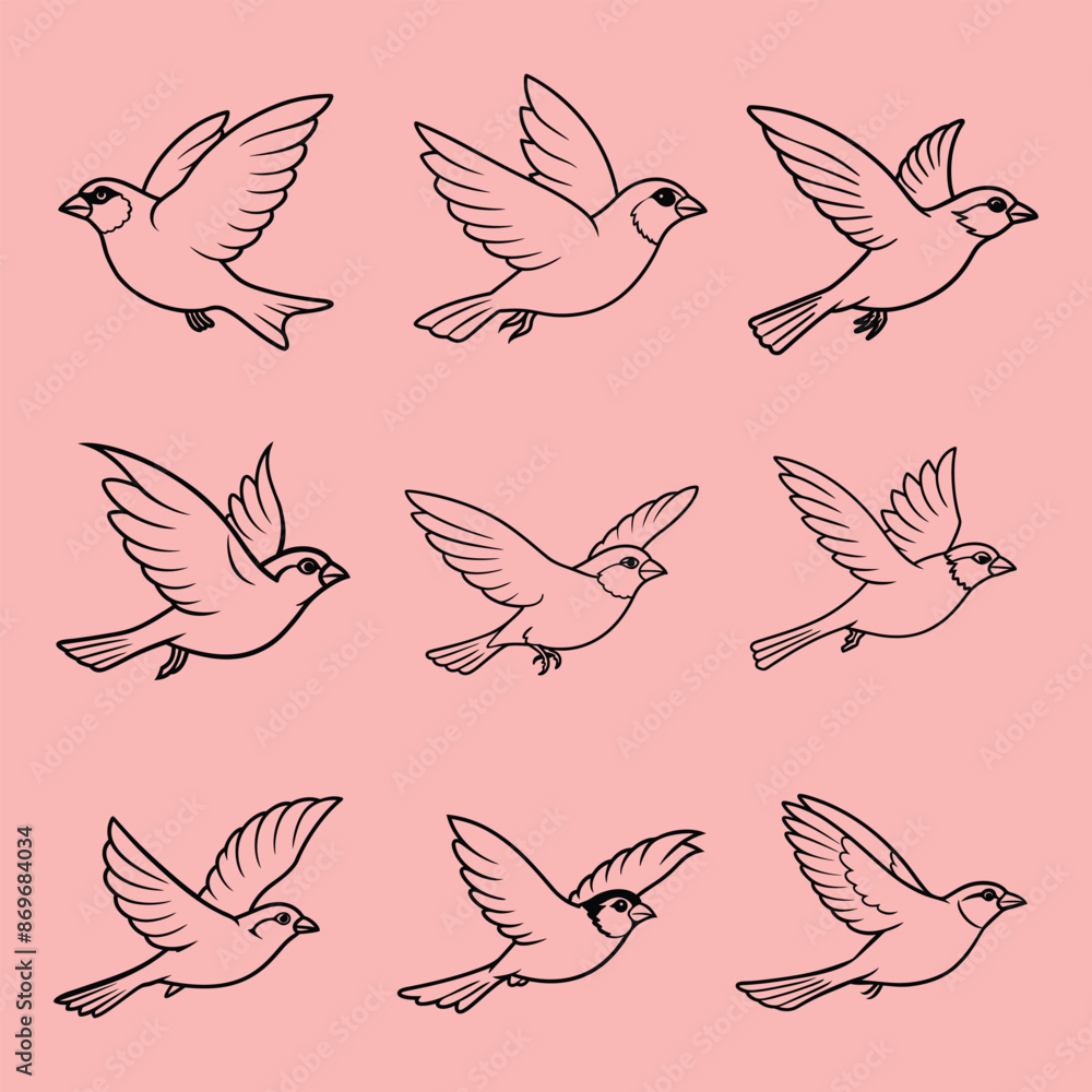 Obraz premium House Sparrow flying vector illustration