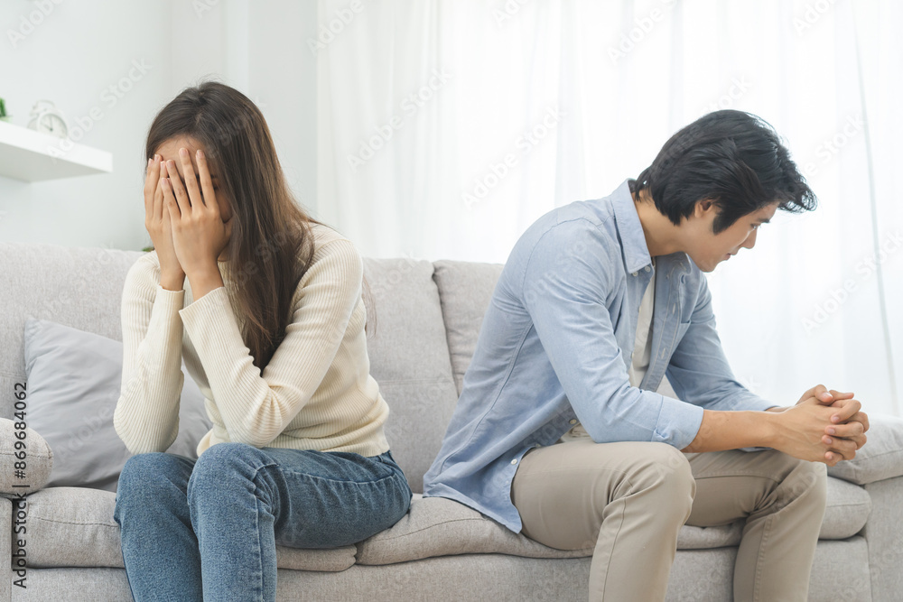 Breakup and depressed, asian young quarrel couple love fight relationship in trouble. Different people are emotion angry. Argue wife has expression, upset with husband. Problem of family people. Breakup and depressed, asian young quarrel couple love fight relationship in trouble. Different people are emotion angry. Argue wife has expression, upset with husband. Problem of family people.