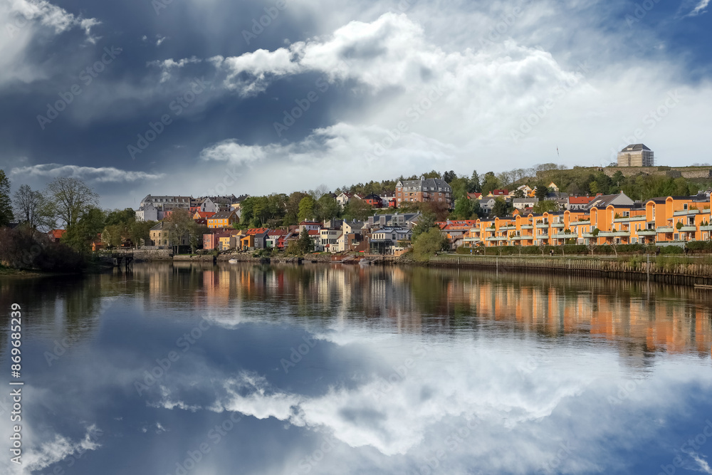 Naklejka premium River Nidelva in Trondheim, Norway