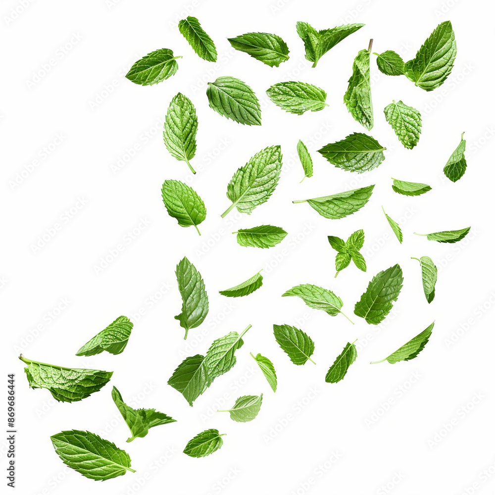 set of green leaves set of green leaves