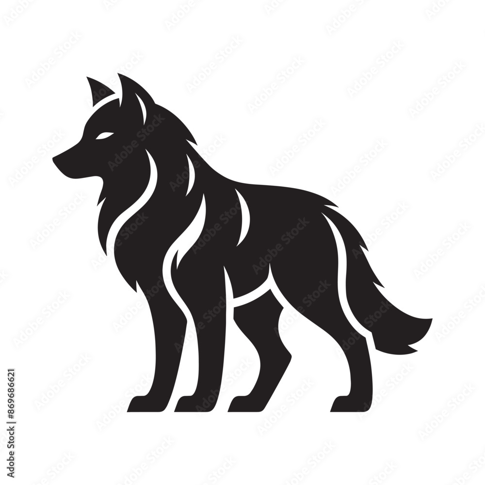 Black silhouette of wild wolf on a white background vector illustration Black silhouette of wild wolf on a white background vector illustration