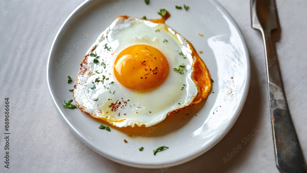Photo of fried egg, 16:9 with copyspace, 300 dpi Photo of fried egg, 16:9 with copyspace, 300 dpi
