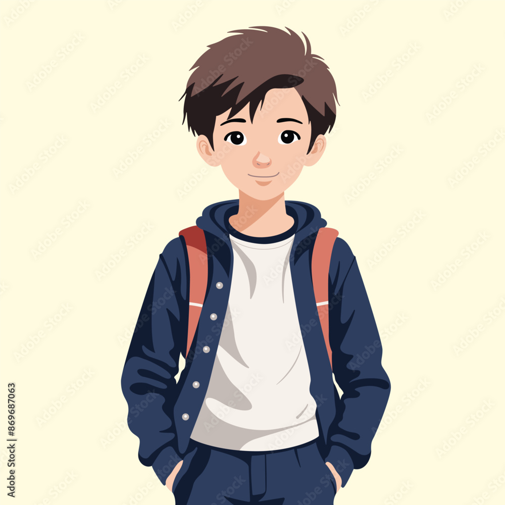 handsome school boy in color