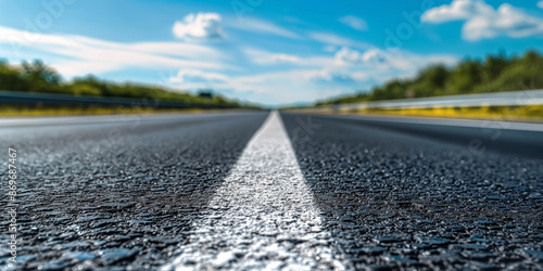 Wallpaper Mural Highway close-up against blue sky, blurred background, advertising banner. Summer layout for design and product demonstration. Torontodigital.ca